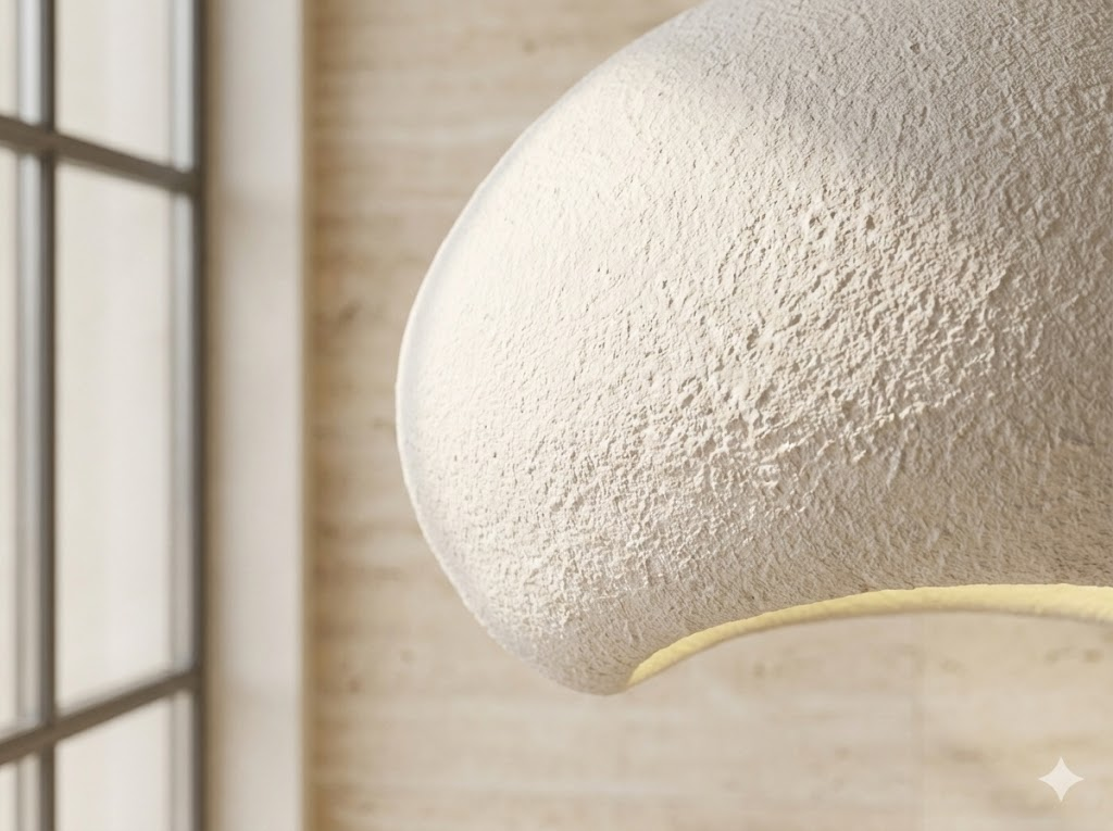 Designer Pendellampe Haku Beige – Organische Form 40cm Esstischlampe
