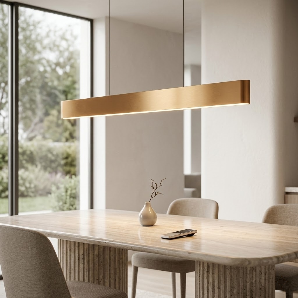 Neo Copper Gold LED Pendelleuchte 120 cm – Dimmbar - Fernbedienung - Modernes Design