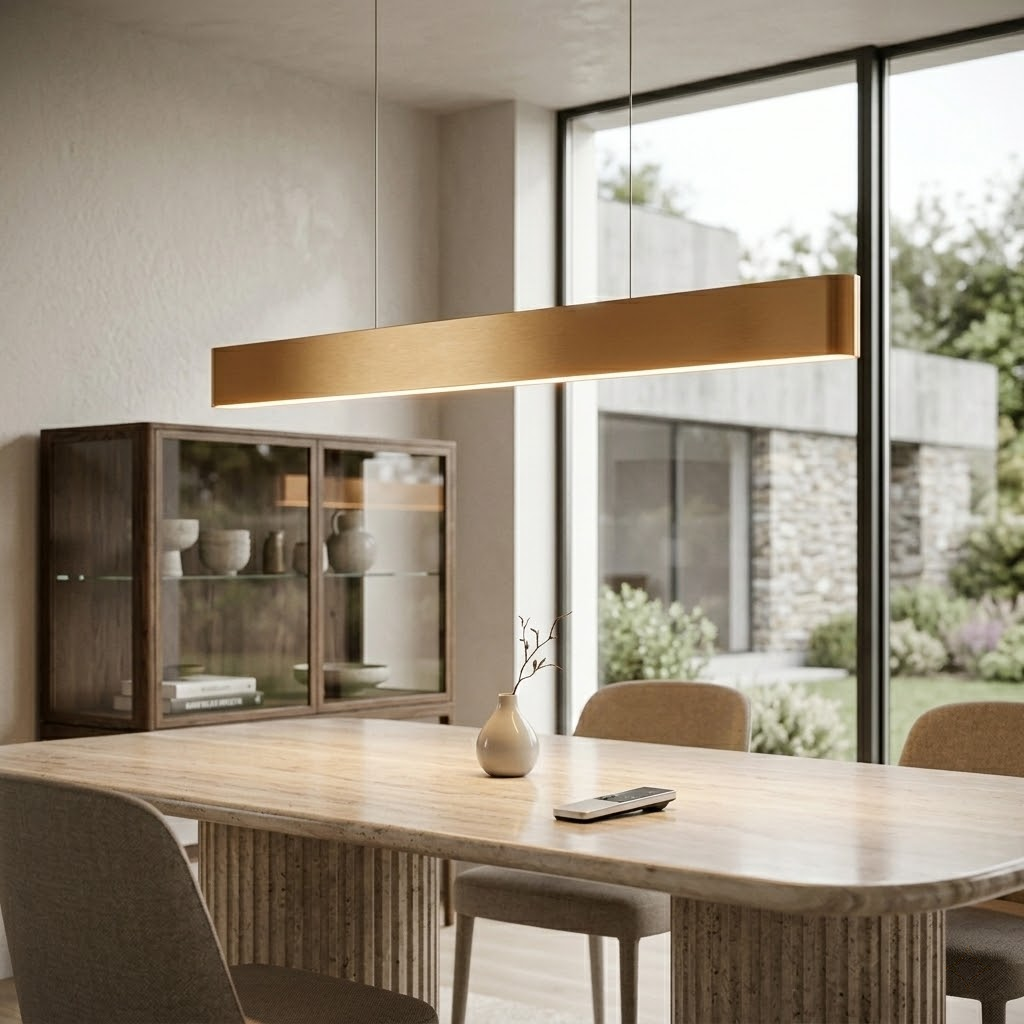 Neo Copper Gold LED Pendelleuchte 120 cm – Dimmbar - Fernbedienung - Modernes Design