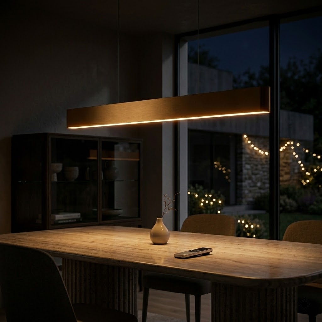 Neo Copper Gold LED Pendelleuchte 120 cm – Dimmbar - Fernbedienung - Modernes Design