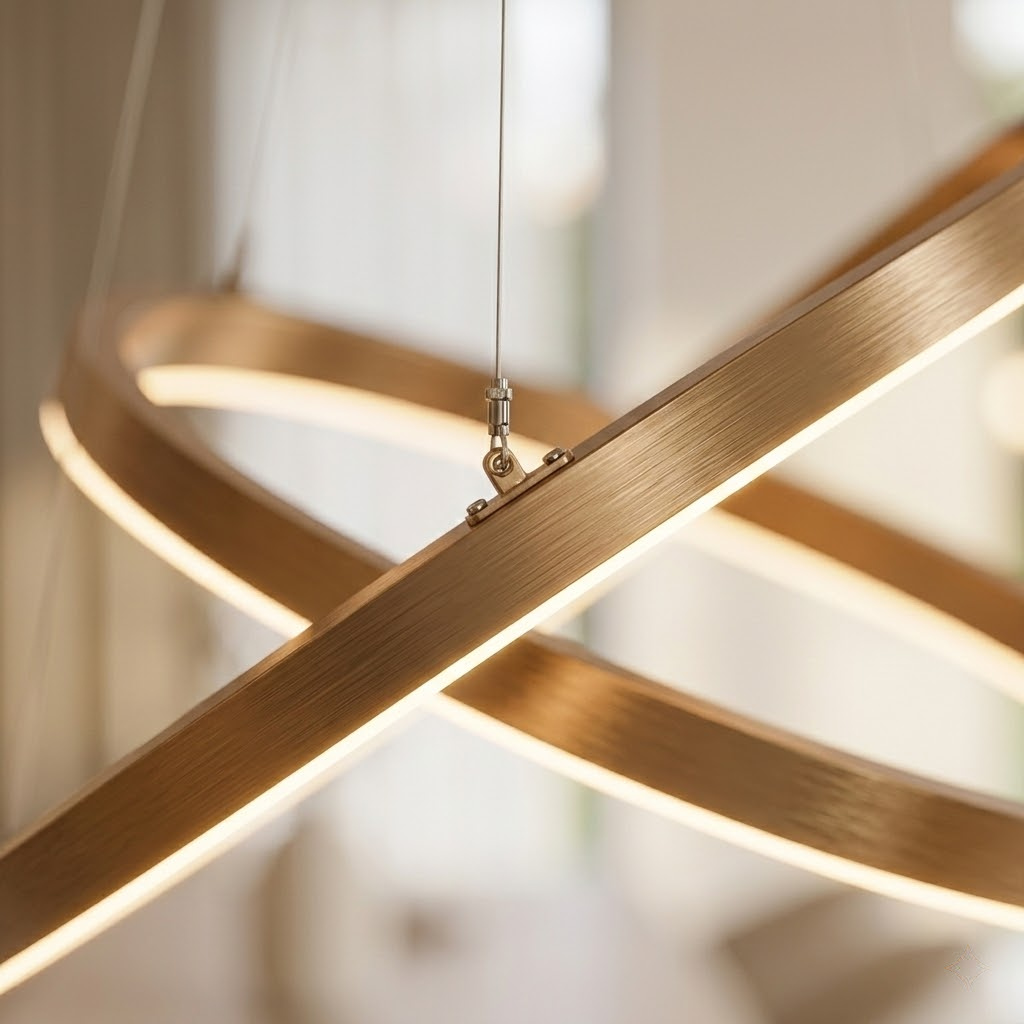 Neo Moderne LED-Ringlampe Kupfer Gold 2-Ringe Dimmbar inkl. Fernbedienung