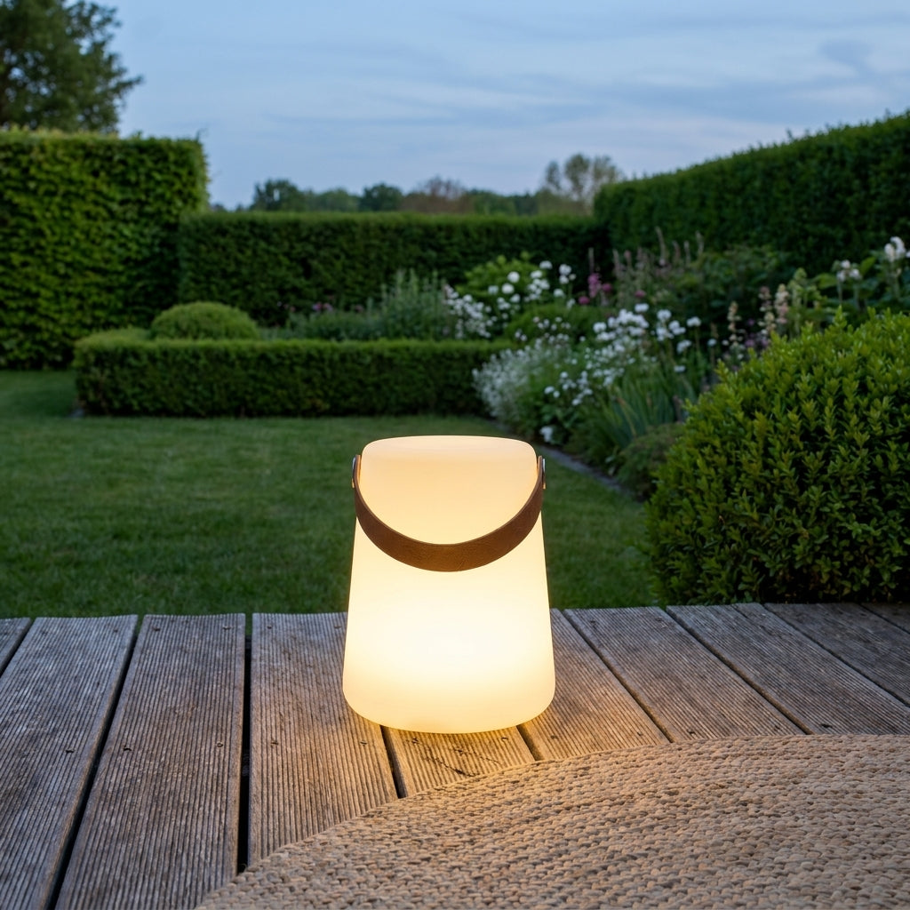 House Nordic LED-Akkuleuchte tragbar, weiß, IP44, mit Tragegurt, kabellos, für innen & außen