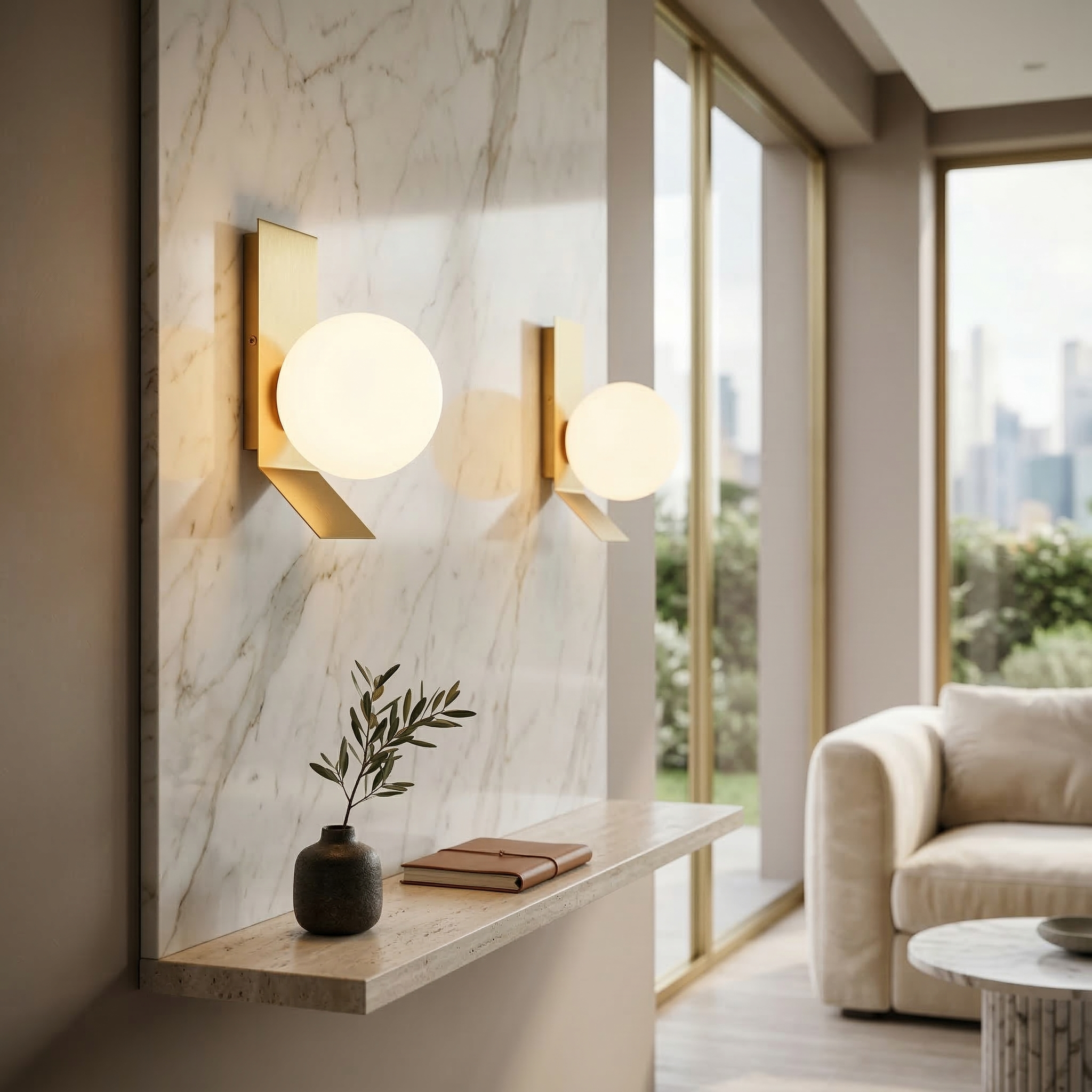 Julia Wandleuchte Gold & Weiß – Modernes Hotel-Chic Design, Inklusive G9 LED
