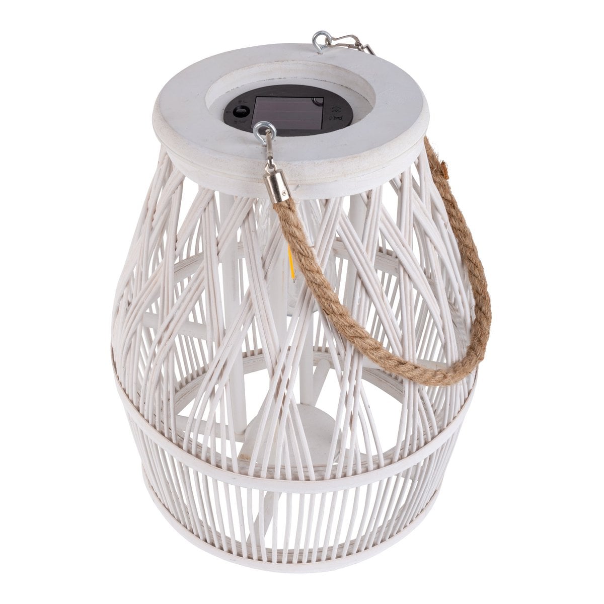 Näve Deko-Laterne Rattan weiß, mit LED, stehend & hängend, Naturlook, Stimmungslicht