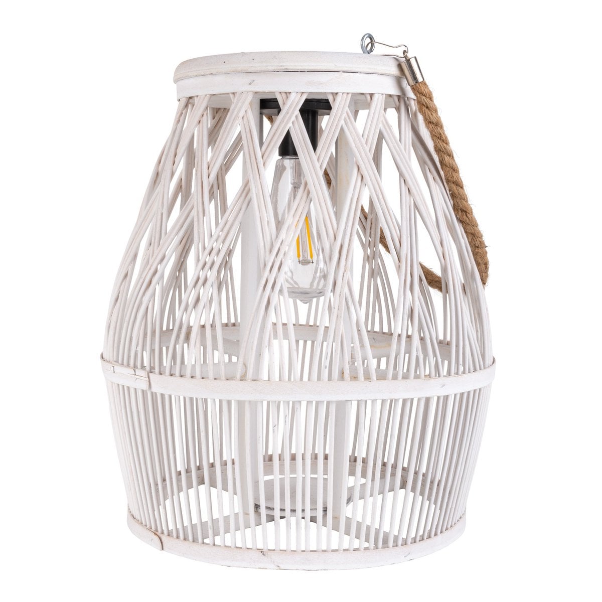 Näve Deko-Laterne Rattan weiß, mit LED, stehend & hängend, Naturlook, Stimmungslicht