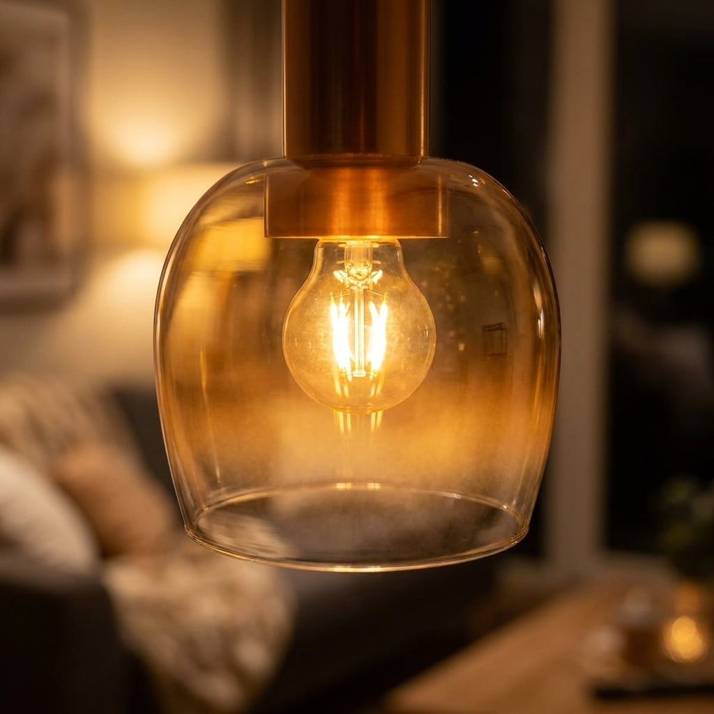 Näve Pendelleuchte mehrflammig, Rauchglas, Gold & Schwarz, Metall, Retro 80er-Jahre Hängeleuchte
