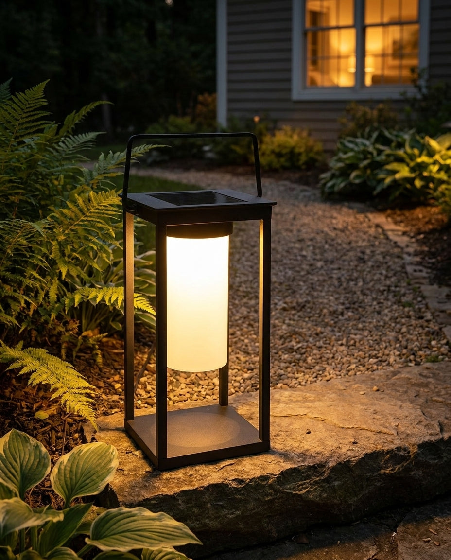Näve LED-Campingleuchte Akku, USB- & Solar-Ladung, 2 Helligkeitsstufen, 8–12 h Laufzeit, schwarz