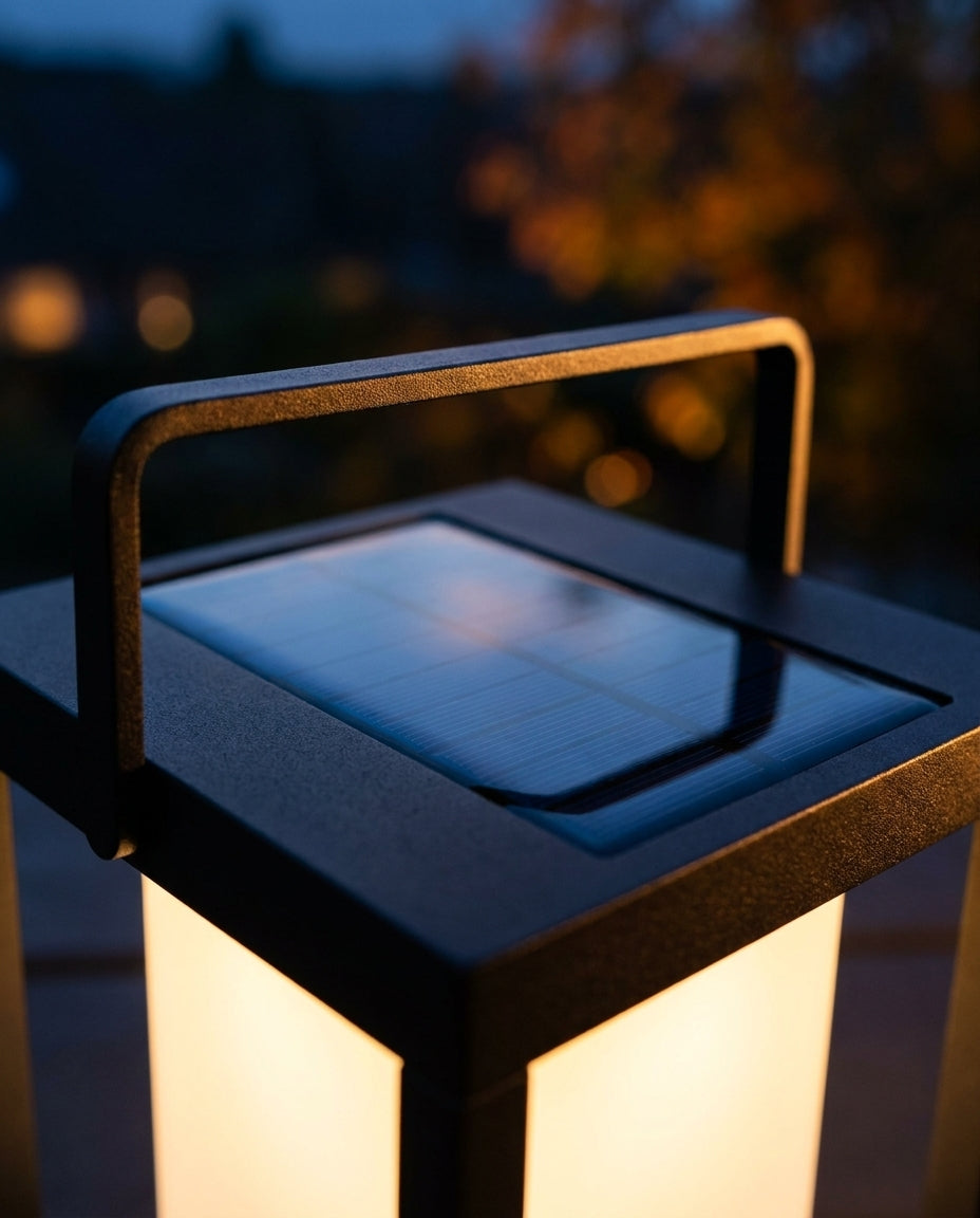 Näve LED-Campingleuchte Akku, USB- & Solar-Ladung, 2 Helligkeitsstufen, 8–12 h Laufzeit, schwarz