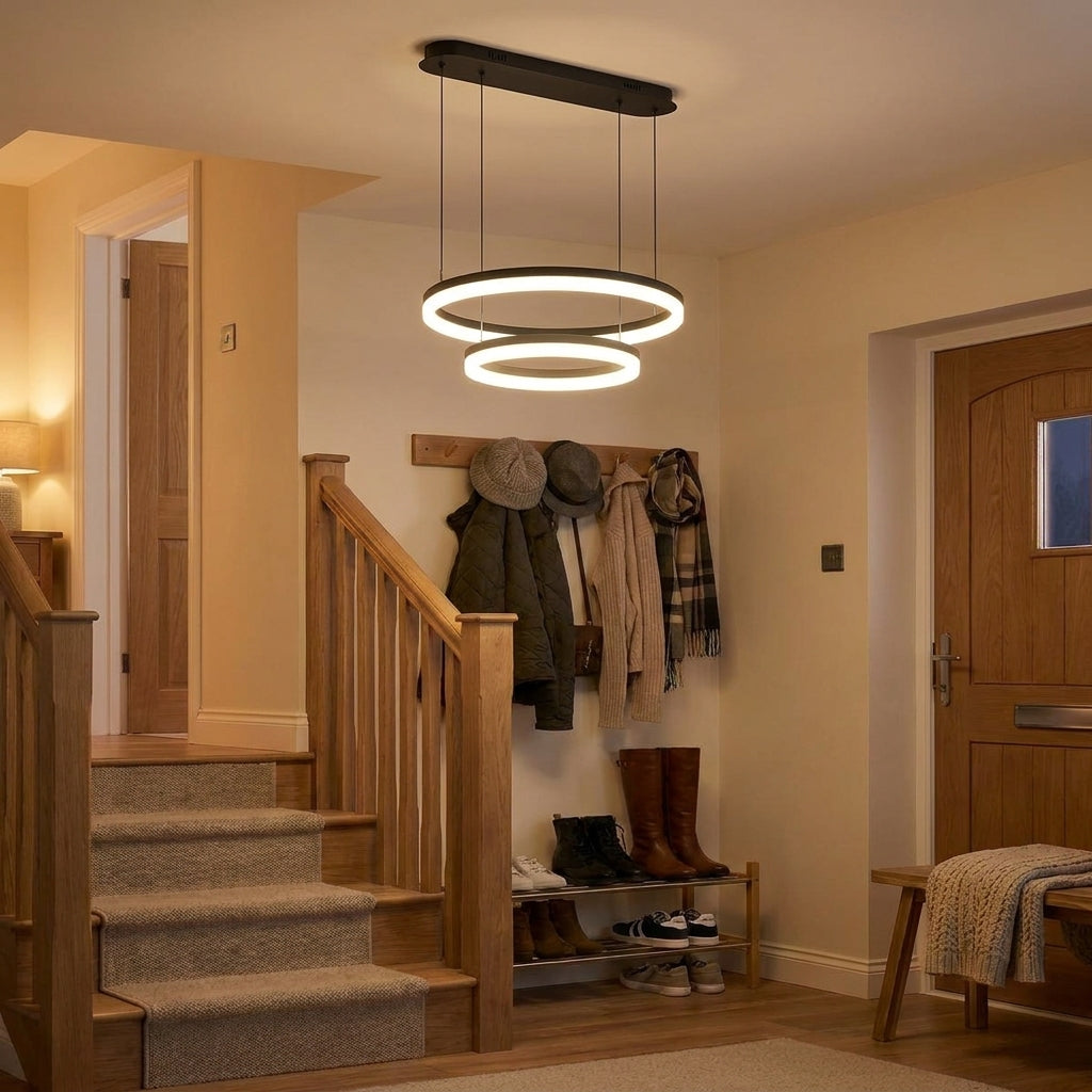 Näve LED-Pendelleuchte schwarz, Ø 60 cm, Metall/Kunststoff, dimmbar, CCT-Lichtfarbe, mit Fernbedienung & Memoryfunktion