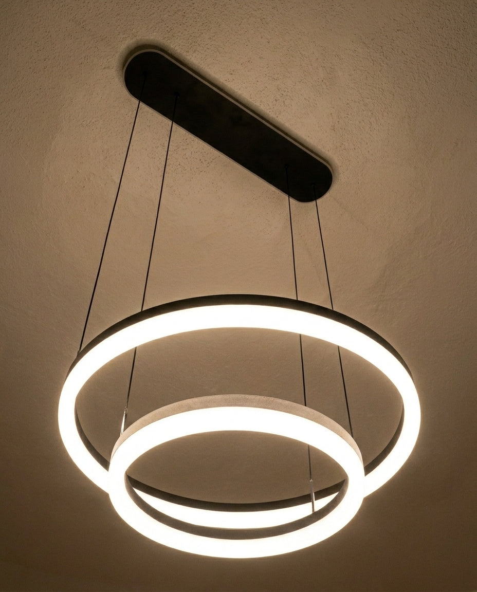 Näve LED-Pendelleuchte schwarz, Ø 60 cm, Metall/Kunststoff, dimmbar, CCT-Lichtfarbe, mit Fernbedienung & Memoryfunktion