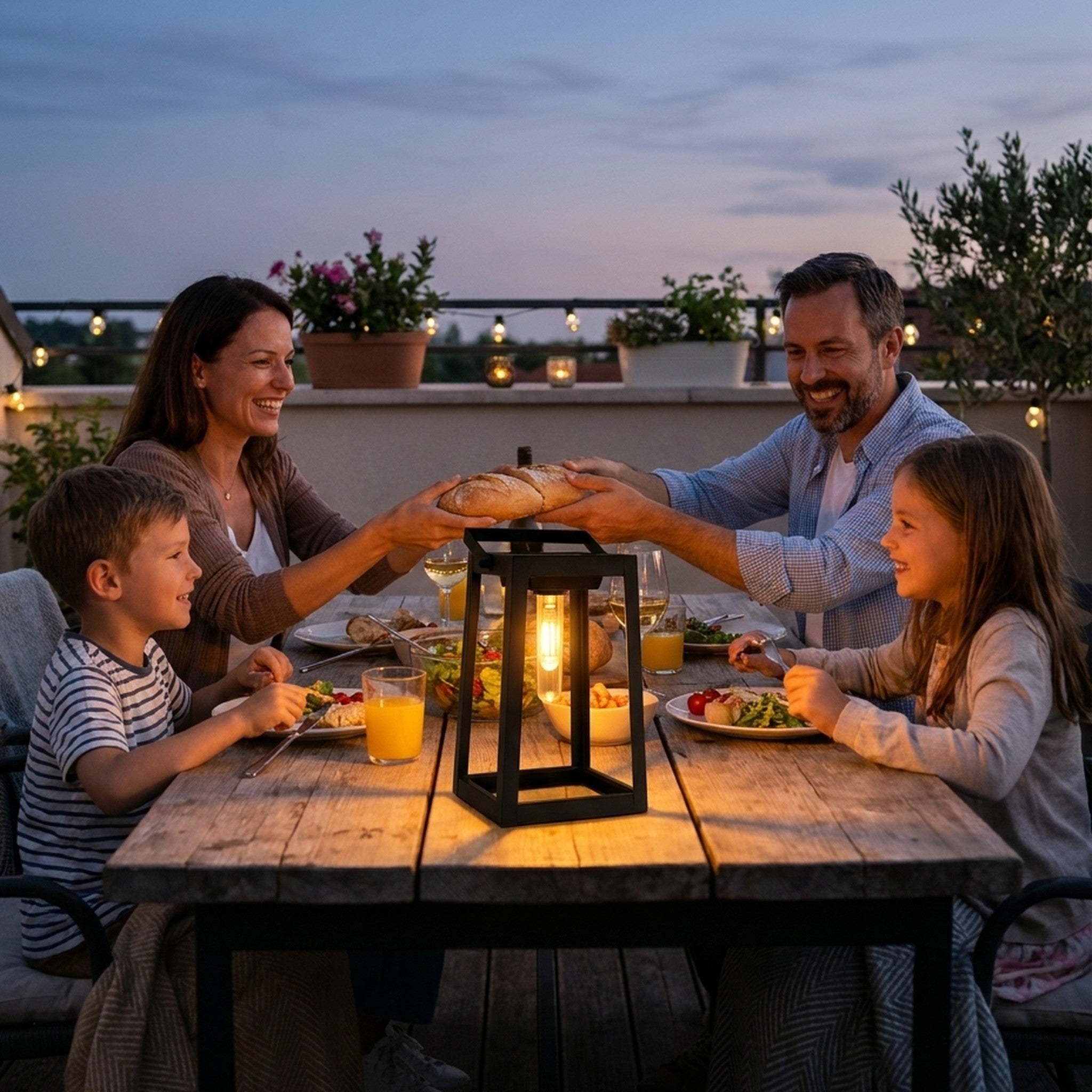Näve LED-Solarleuchte Deko mattschwarz, Dämmerungssensor, automatisch, kabellos, für Garten & Terrasse