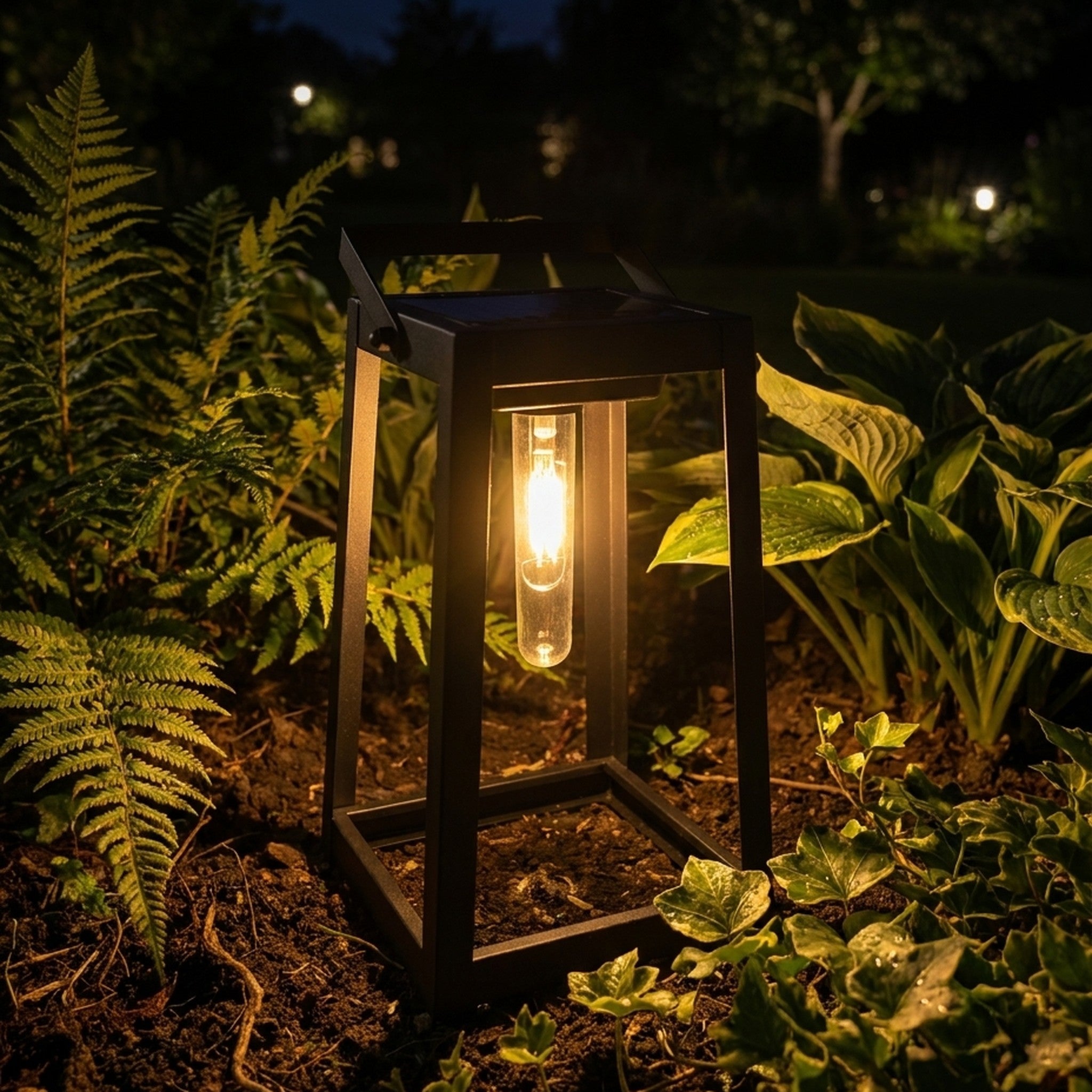 Näve LED-Solarleuchte Deko mattschwarz, Dämmerungssensor, automatisch, kabellos, für Garten & Terrasse