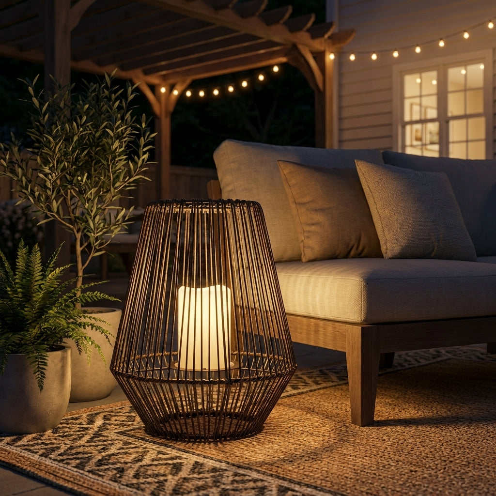 Näve LED-Solarleuchte warmweiß, Flammeneffekt, kabellos, braun, für Balkon, Terrasse & Garten