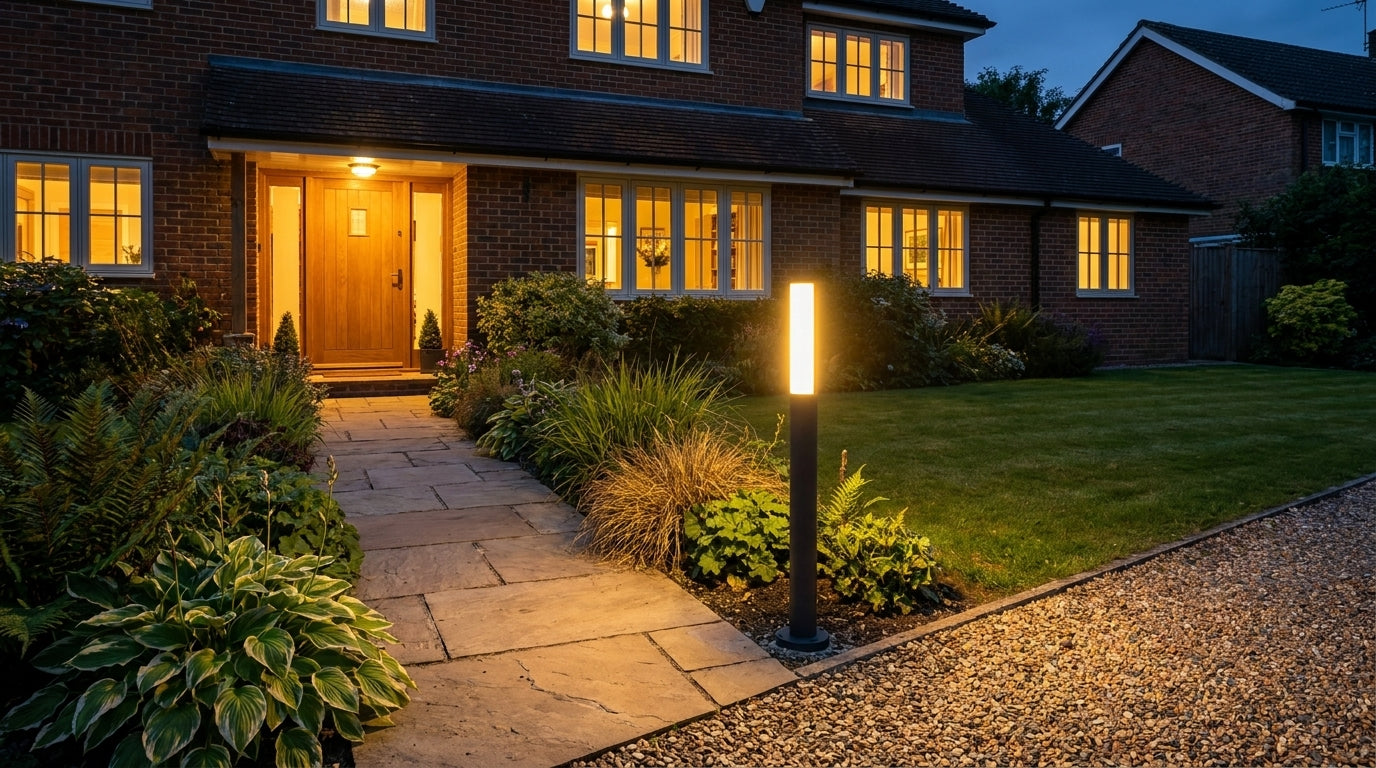 Näve LED-Wegeleuchte schwarz, 90 cm, schlanke Sockelleuchte mit Rundumlicht für Garten & Wege