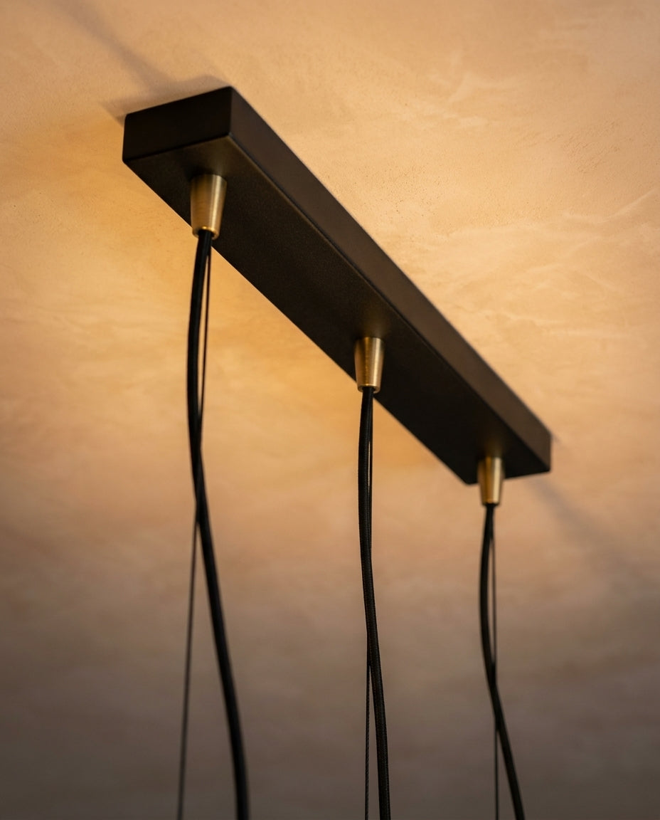 Näve Pendelleuchte 3-flammig, Schwarz-Gold, Metall, 48 cm, modern, Esstisch Hängeleuchte