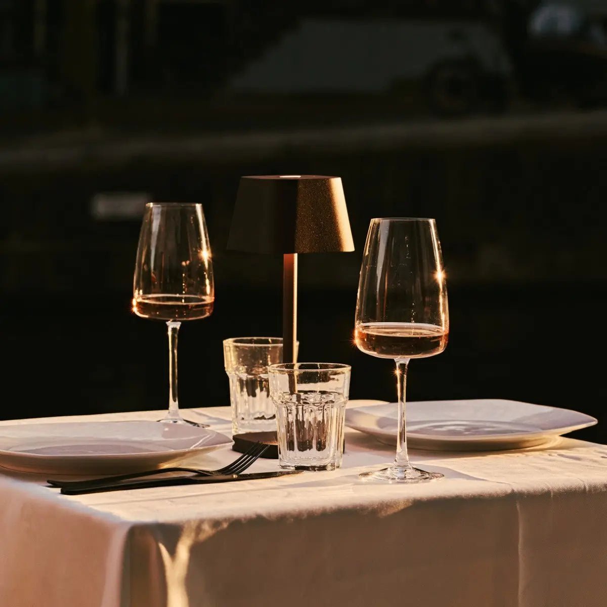 LED Tischlampe Akku 26 cm – Kabellos mit Touch Dimmer Braun Dunkel