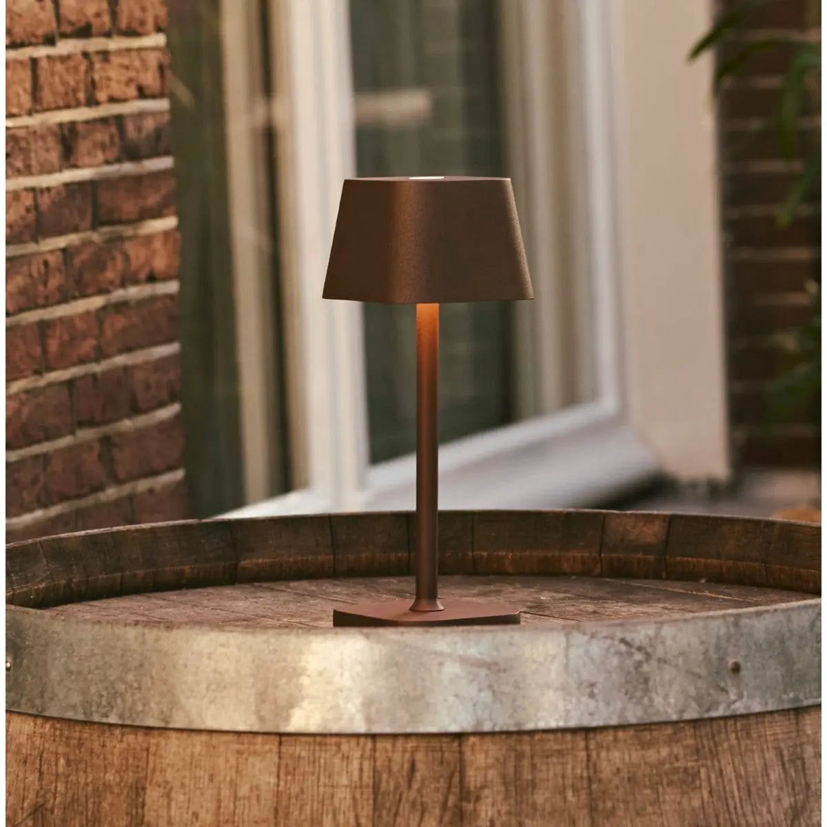 LED Tischlampe Akku 26 cm – Kabellos mit Touch Dimmer Braun Dunkel