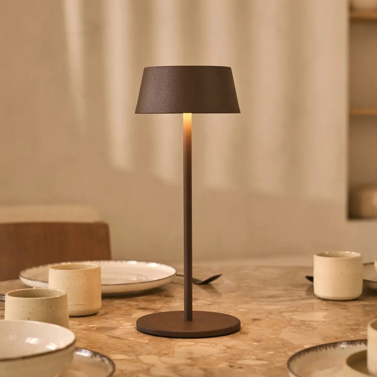 LED Tischlampe Kabellos Dimmbar 36 cm – Wiederaufladbar Braun Dunkel