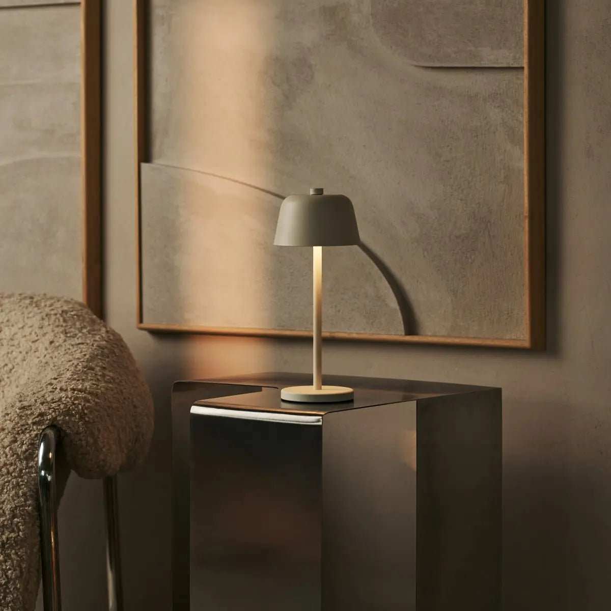 Kabellose LED Tischlampe 29 cm – Wiederaufladbar Dimmbar USB-C Beige