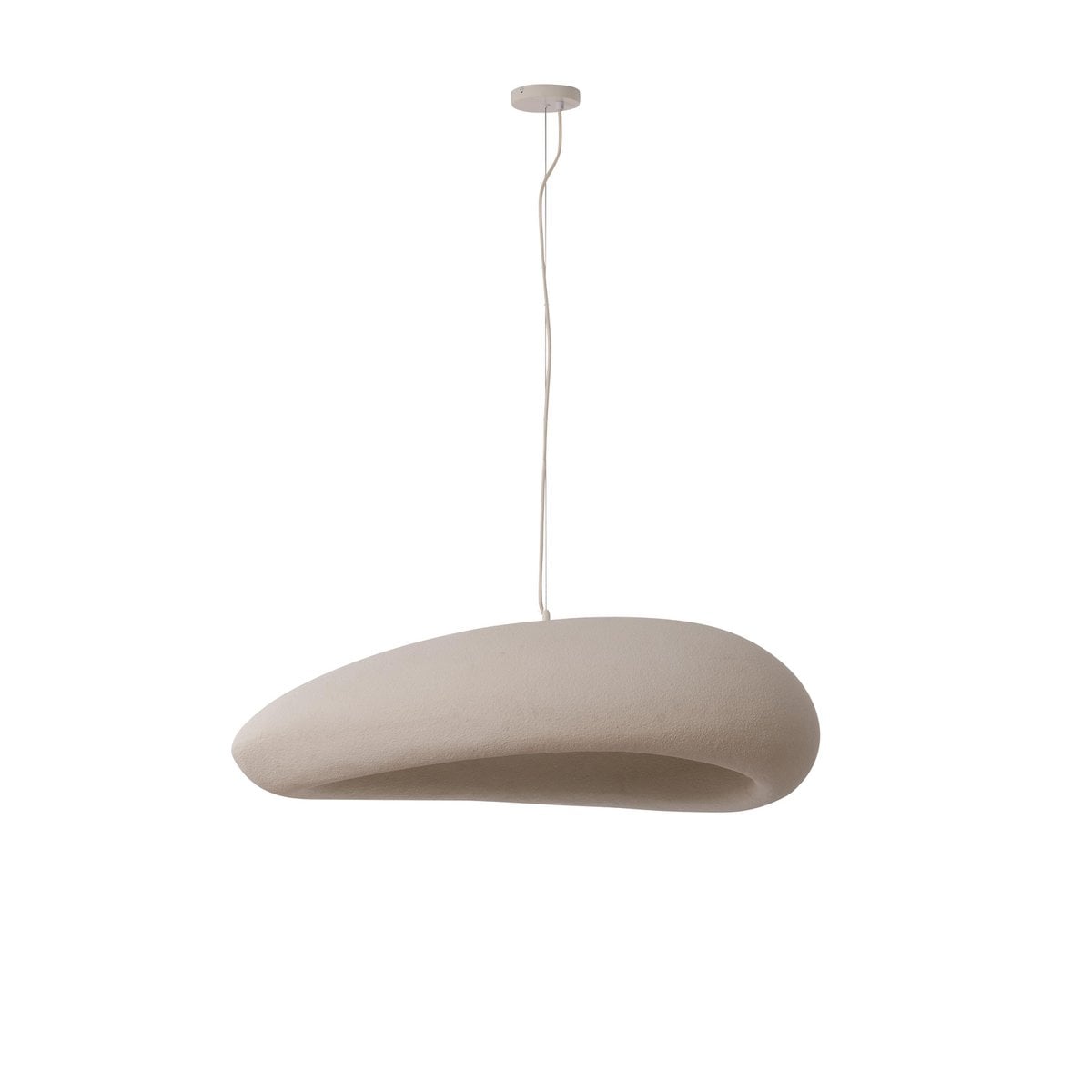 Designer Pendellampe Tsuki 105cm – Organische Form Beige Stein-Optik