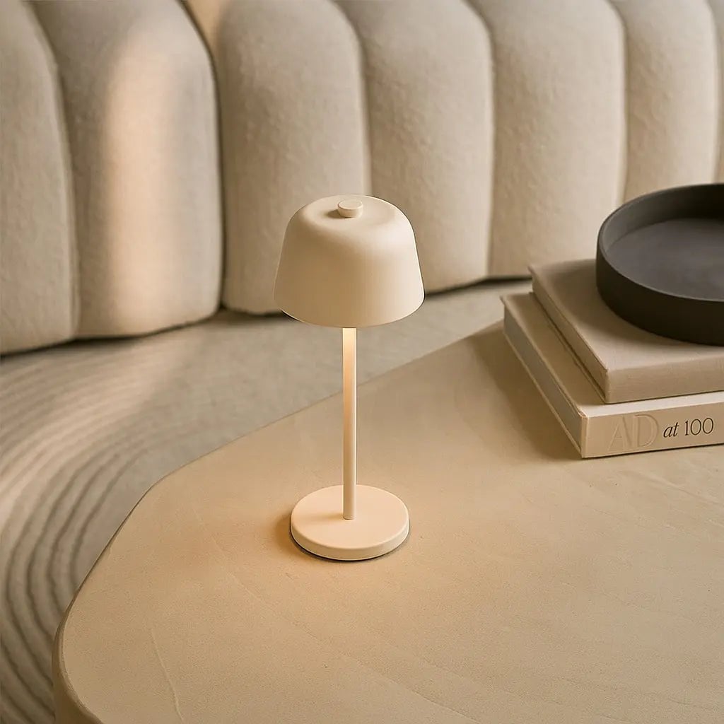 Kabellose LED Tischlampe 29 cm – Wiederaufladbar Dimmbar USB-C Beige
