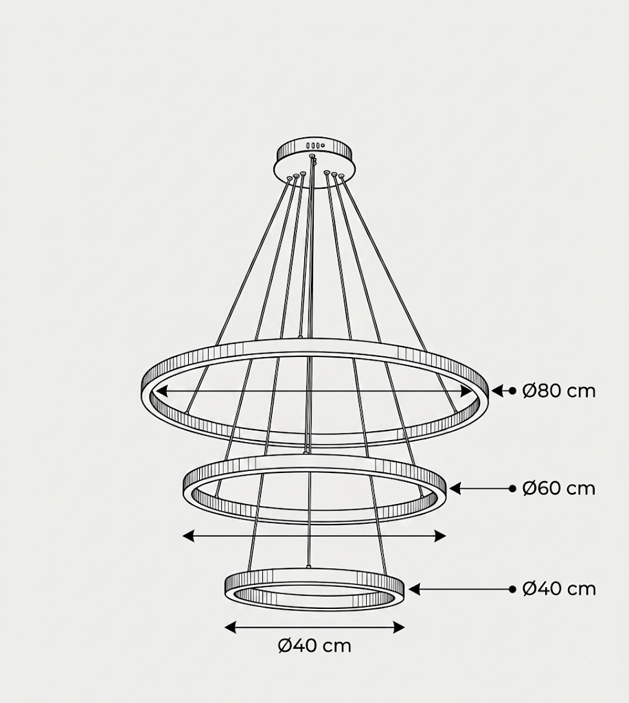 3-Ring LED-Pendelleuchte Schwarz Matt – Dimmbar & Höhenverstellbar